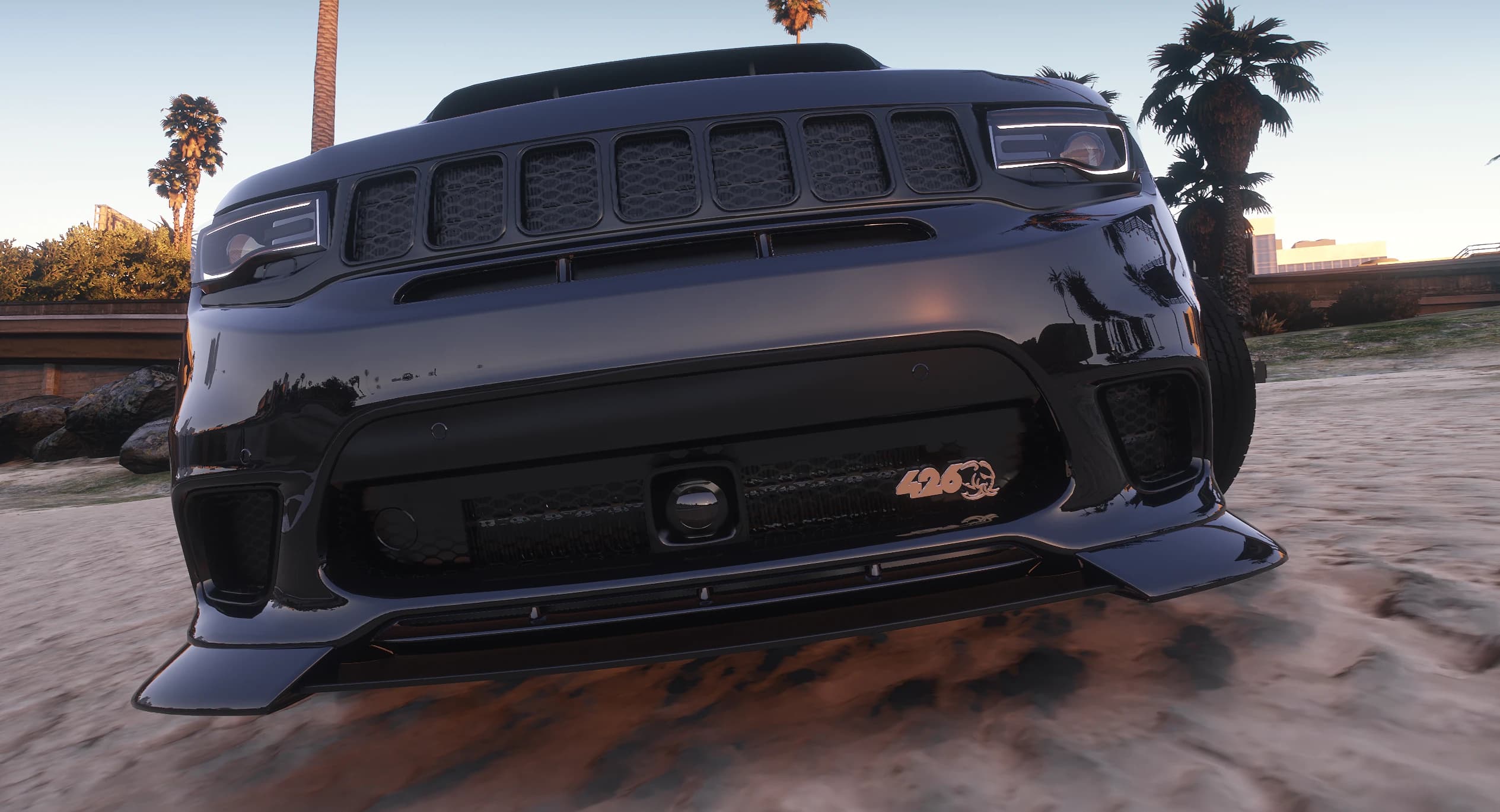 Close up of the front bumper with the 426 Hellephant elephant badge